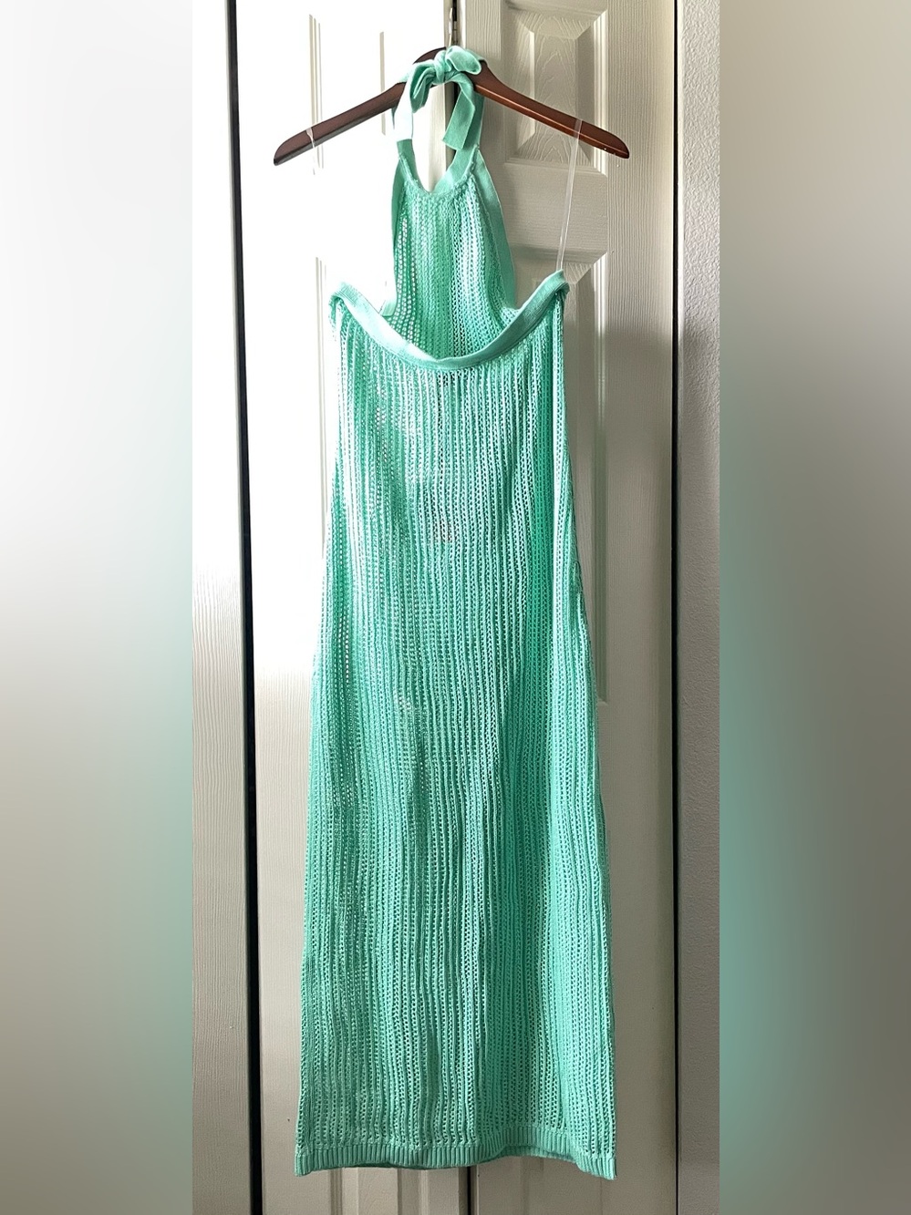 Beach Riot Mint Green Crochet Halter Maxi Coverup